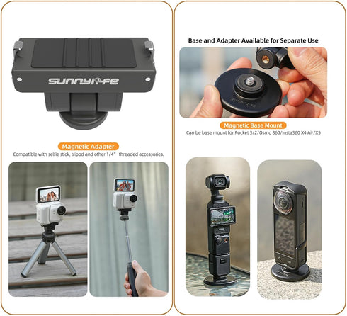 Yufeizi Insta360 180 Magnetic Mount for Go Ultra Accessories, with Quick Release Mount Adapter, Angle Adjustment Strong
