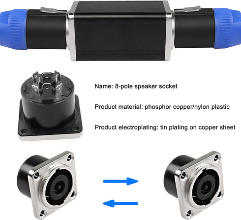 MEIRIYFA NL8MPR Speakon Coupler Connector, 8Pin Female to Female Adapter, Silver-Plated
