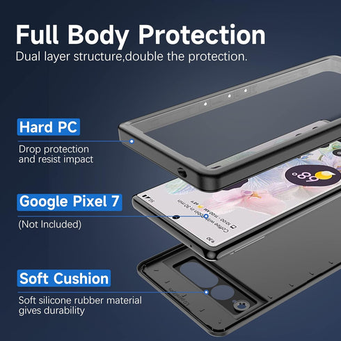 Google Pixel 7 Pro Waterproof Case, IP68 Certified Shockproof with Built-in Screen Protector for Pixel 7 Pro 2022