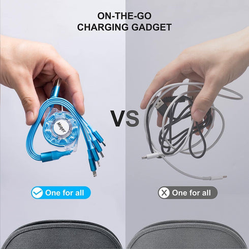 2Pack Multi Charging Cable, 4Ft Retractable 4 in 1 USB Charger for iPhone, Samsung, PS, Tablet & More. Fast Charging!