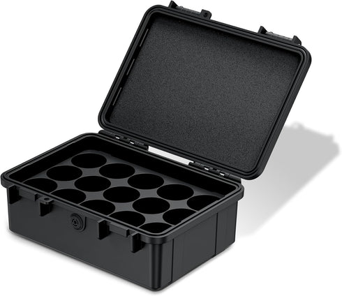 KIWIFOTOS IP67 15 LR20 D Cell Battery Organizer Case Waterproof Slots D Cell Alkaline Batteries Storage Holder