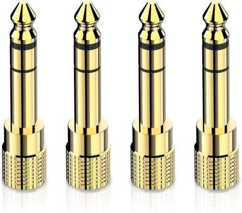 6.35mm (1/4 inch) Male to 3.5mm (1/8 inch) Female Stereo Audio Adapter Converter for Guitar Headphones, Gold Plated 4