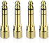 6.35mm (1/4 inch) Male to 3.5mm (1/8 inch) Female Stereo Audio Adapter Converter for Guitar Headphones, Gold Plated 4