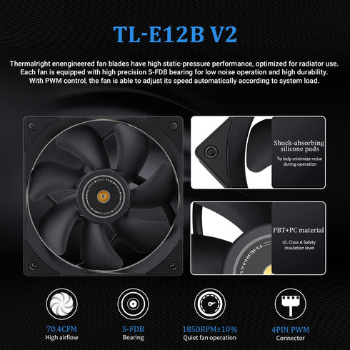 Frozen 240 3300RPM,TL-E12 Fan2,Water AM4/AM5,Intel LGA1150/1151/1200/1700/2011 Thermalright Prism Black CPU Liquid