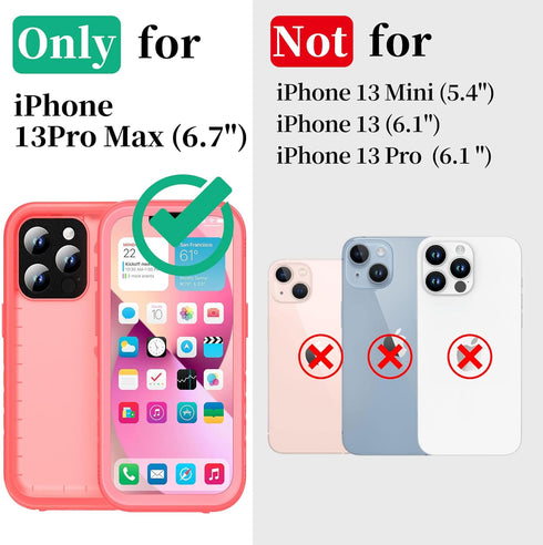Cozycase Waterproof Case for iPhone 13 Pro Max 6.7 Inch, Full Body Dustproof Shockproof with Built-in Screen Protector,