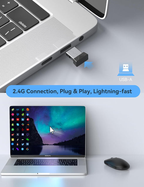 TECKNET 2.4G 4800 18 Wireless Mouse, Computer Mouse for Laptop, DPI Silent Mouse with USB Receiver, Slim Portable
