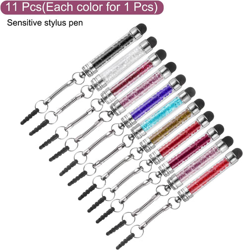 MECCANIXITY 11pcs Stylus Pen for Touch Screens, Mini Crystal Diamond Capacitive Pens for All Devices
