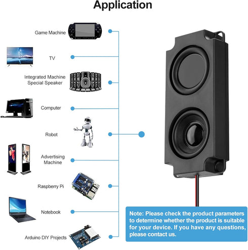 MakerHawk 2pcs Arduino Speaker, 5 Watt 8 Ohm Double Cavity Mini Speaker for Advertising Machine