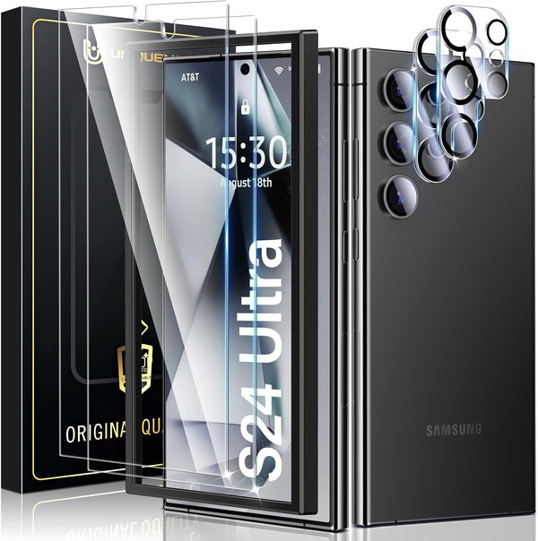 UniqueMe for Samsung Galaxy S24 Ultra Screen Protector, Case Friendly HD Clear Anti-Scratch 9H Tempered Glass 2 Pack +