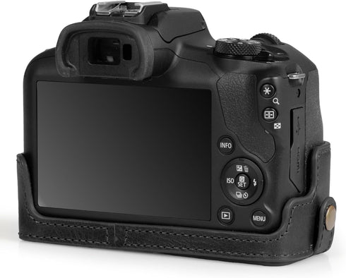 MegaGear Ever Ready Genuine Leather Half Camera Case for Canon EOS R100 - Black