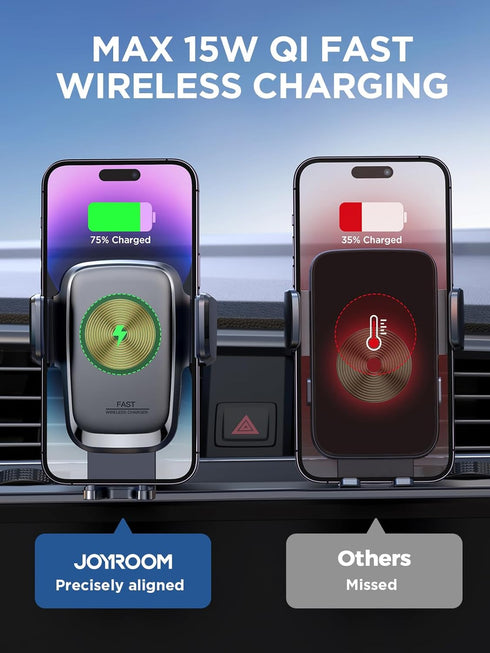Wireless Car Charger, 15W Qi Fast Charging Auto Clamping Phone Holder, JOYROOM Mount for iPhone 14 13 12 11 Pro Max