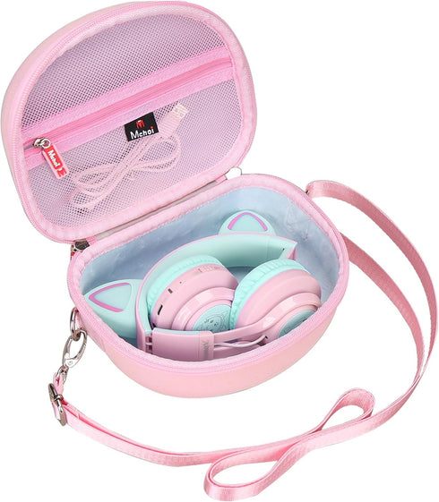 Mchoi Hard Case for Riwbox CT-7 Pink/Jack CT-7S Cat Green/iClever IC-HS01 Bluetooth Over-Ear Headphones, Protective Case