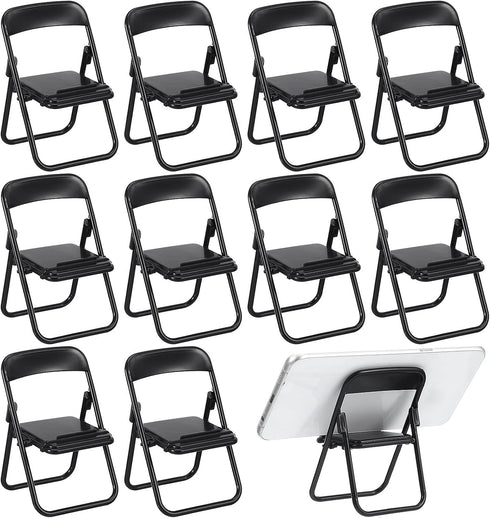 Nolitoy 12Pcs Mini Folding Chair Mobile Holder Foldable Miniature Furniture Model Smartphone