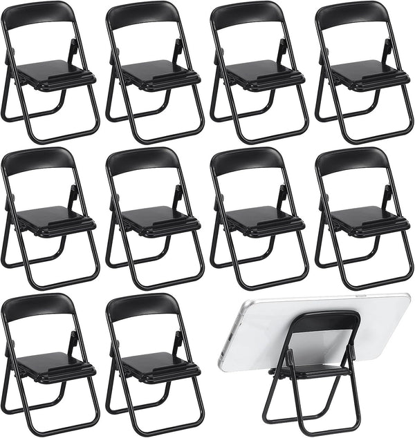 Nolitoy 12Pcs Mini Folding Chair Mobile Holder Foldable Miniature Furniture Model Smartphone