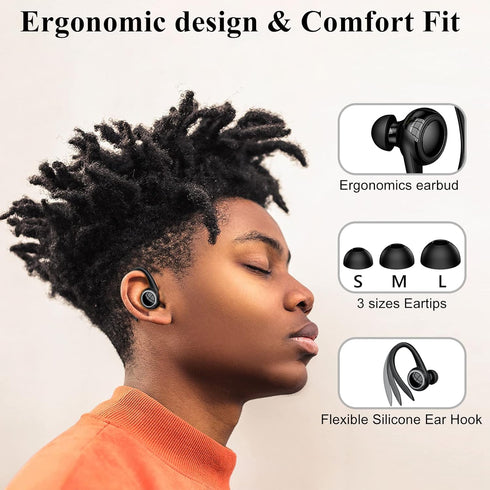 Bluetooth 5.2 Headset, Single Ear Earpiece with Mic, Noise Cancelling Headset for Business, Trucker, Driver