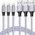 TAKAGI MFi Certified Lightning Cable 3-Pack, 6FT Nylon Braided USB Charger for iPhone 14/13/12/11 Pro Max/iPad.