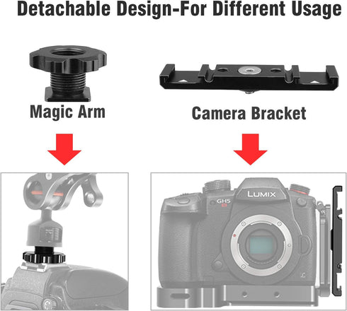 Dual Cold Shoe Mount Bracket, Chromlives Dual Hot Shoe Extension Bar, Cold Shoe Mount Plate Adapter for Microphone, LED