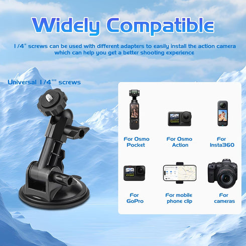 Suction Cup Mount for DJI Osmo Pocket 3, Action Camera Car Windshield Holder for GoPro Hero