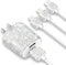 Bling USB Wall Charger with Charging Cable - Fast Block for iPhone Android, 3 in 1 Multi Cable with Crystal Decoration