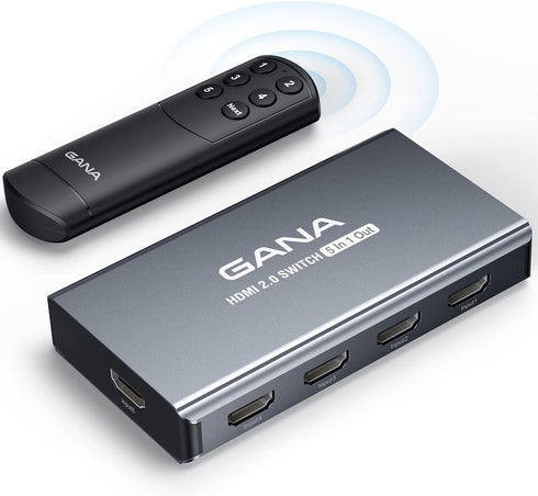 GANA HDMI Switch 5 in 1 Out 4K@60Hz, HDMI Splitter Switcher with Remote, Compatible with Xbox, PS5, Blu-Ray Player