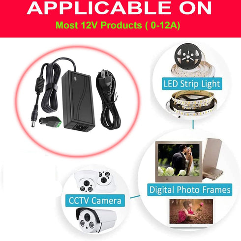 HAASHADA 12V 100-240V 12V 12A 144 Power Supply, Power Transformers, AC to DC Power Supply LED Adapter, Watt Max