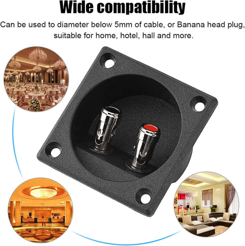 Speakers Terminal Box, Push Spring Type 2 Binding Post Cable Connector for DIY Home Car Stereo Speaker & Subwoofer