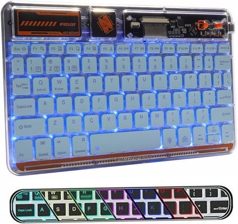 Bluetooth Keyboard for iPad, 10-inch Wireless Keyboard for PC Tablet Phone, Rechargeable Multi-Device RGB Backlit
