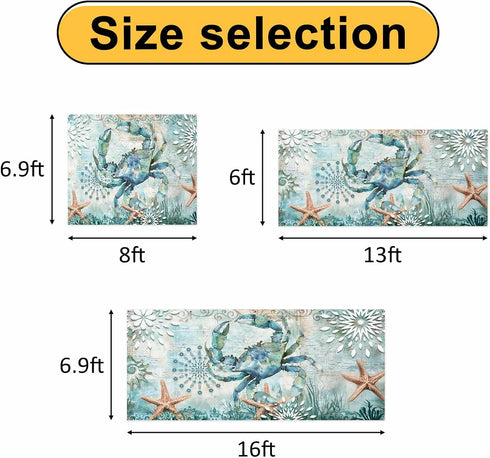 GNAKT AREWG 13x6ft Summer Garage Door Banner Cover Coastal Crabs Starfish Waterweed Garage Door Decoratons Banner