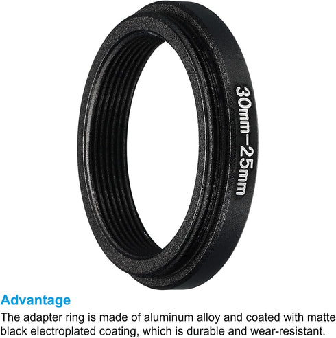 PATIKIL 30mm-25mm Metal Step Down Ring, Camera Lens Filter Adapter Ring for Lenses Hood, Black