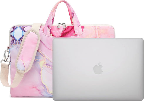 Pink Marble Pattern Waterproof Laptop Shoulder Bag for 14-15 Inch Laptops, Briefcase for 15.6 Inch