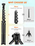 Phone Tripod, 71" Selfie Stick Tripod Stand with Remote, Tall Travel Tripod for Recording Video Selfies, Compatible