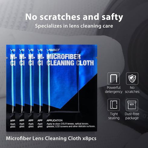 VSGO VS-A8E Camera Cleaning Kit - Portable Lens Cleaning Pen, Air Blower, Microfiber Cloth for Canon, Nikon, Sony
