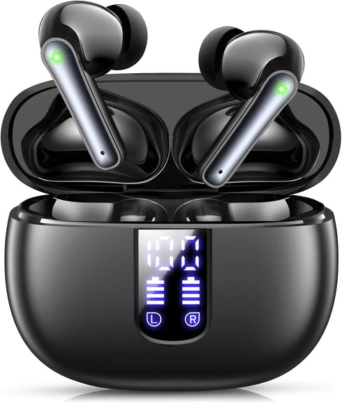 Generic Bluetooth Headphones, 60H Playback LED Screen Wireless Earbuds, Black