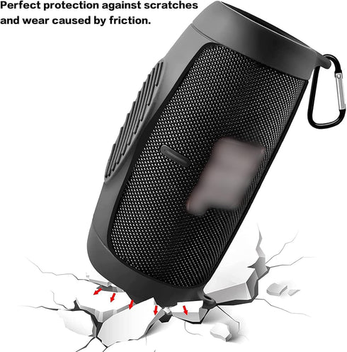Silicone Case Cover for JBL Charge 5 Portable Bluetooth Speaker, Waterproof Rubber Pouch with Strap (Black)