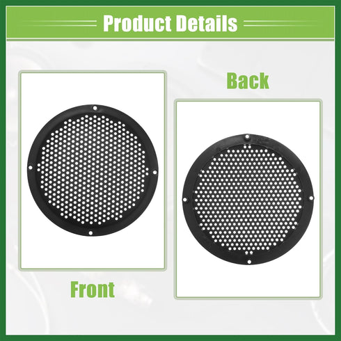 Motoforti Universal 6" Round Car Speaker Grills Cover Mesh Protector Case with Mounting Screws, ABS Black - Pack of 4