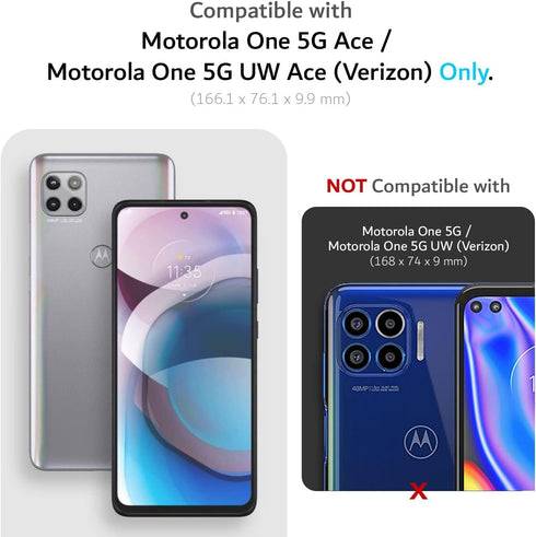 NZND Case for Motorola One 5G Ace - Tempered Glass Screen Protector, Sparkle Glitter Flowing Liquid Case