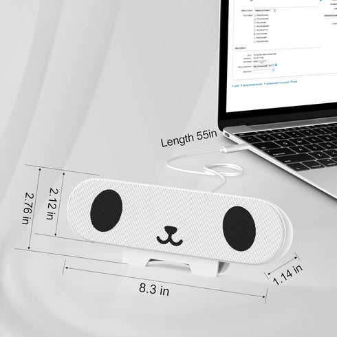 USB Speakers for Desktop Monitor, Single USB Desktop PC Speaker with Loud Sound, Volume Control, White