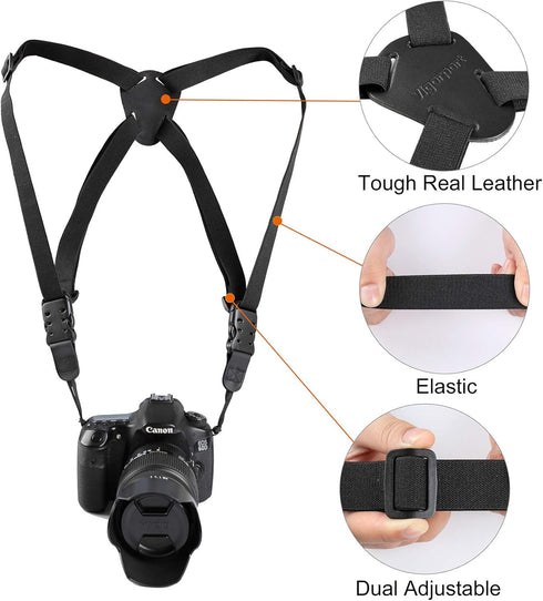 Camera Harness Strap, Cross Shoulder Quick Release Straps for Binoculars, Rangefinders, Compatible with Canon, Nikon,