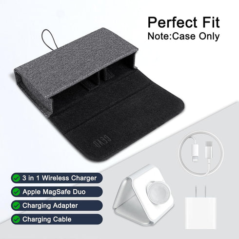 Travel Case for UCOMX for Nano/for Rtops/for Hicober/for Iseyyox 3 in 1 Wireless Charger, Foldable Magnetic Charging Station Storage Holder Bag for Fast Charge Pad Cable (Case Only)