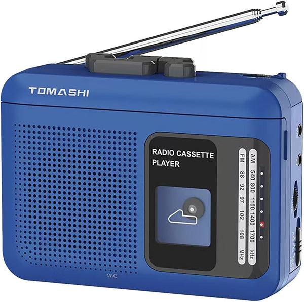 TOMASHI Portable Cassette Tape Player Recorder with AM/FM Radio, Built-in Speaker & Microphone,
