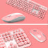 FOPETT Wireless Keyboard and Mouse Sets, Reliable 2.4 GHz Connectivity for PC, Laptop, Smart TV, Pink