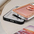 LUVI Bling Diamond Glitter Mirror Case for iPhone 12/iPhone 12 Pro 6.1 inch with Bear Ring Holder Kickstand, Rose Gold
