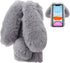 Rabbit Case for LG Stylo 6, Cute 3D Bunny Ears Soft Furry Hairball Protective Skin Cover for Women Girls - Grey