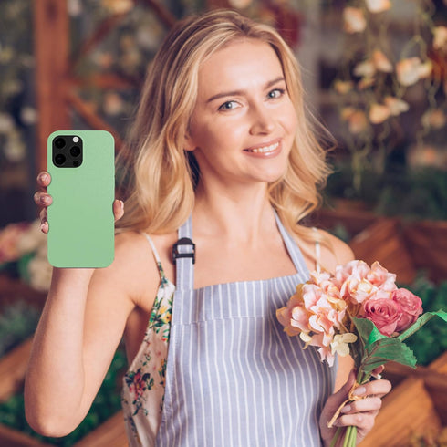 EMF Protection Liquid Silicone Shungite Case for iPhones - 5G Shield Reduction, Lightweight Protective Cover (Green, 13)