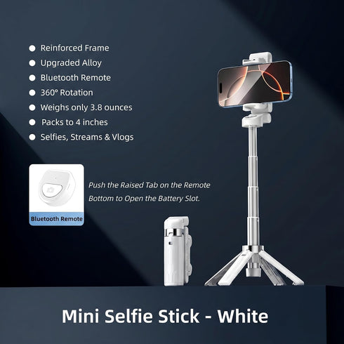 Briteroh 4" 4-Leg 360 3.8 oz Mini Selfie Stick Tripod, Pocket-Sized Selfie Stick with Bluetooth Remote, Reinforced