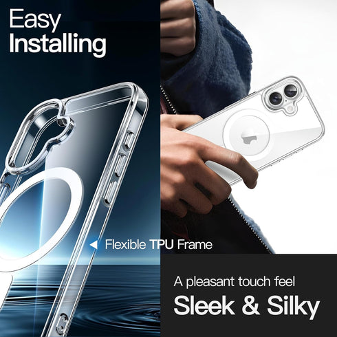 JETech 16 6.1-Inch Magnetic Case for iPhone Compatible with MagSafe, Shockproof Phone Bumper Cover, Anti-Scratch Clear