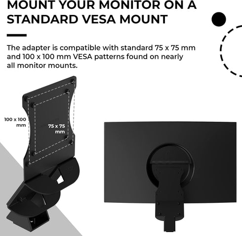 HumanCentric VESA Mount Adapter for Samsung Curved Monitors 32 inch CF397 and 24 inch CRG5, 75x75 or 100x100mm