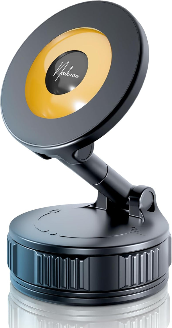 NAIKAAN Magnetic Car Phone Mount, 360 Rotating Suction Mount for Dashboard & Windshield,
