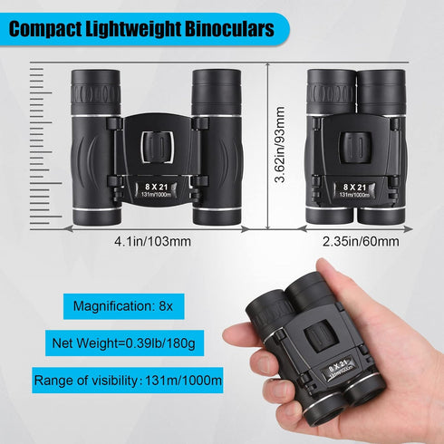 8x21 Mini Compact Pocket Binoculars, Lightweight Foldable Small Binoculars for Adults Kids, Bird Watching, Travel