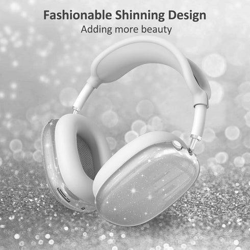 for AirPods Max Case Clear Glitter,3 in 1 Clear Soft TPU Ear Cups Case Cover/Ear Pad Case Cover/Headband Cover for Airpods Max Case Cover,Case for AirPod Max Headphone Accessories-Glitter